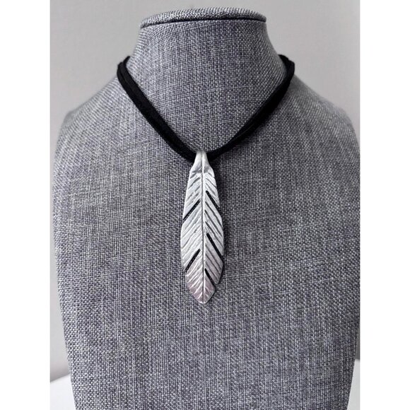 Upcycled Silverware Feather Pendant Necklace: Handmade Bohemian Flatware Jewelry - Picture 1 of 6